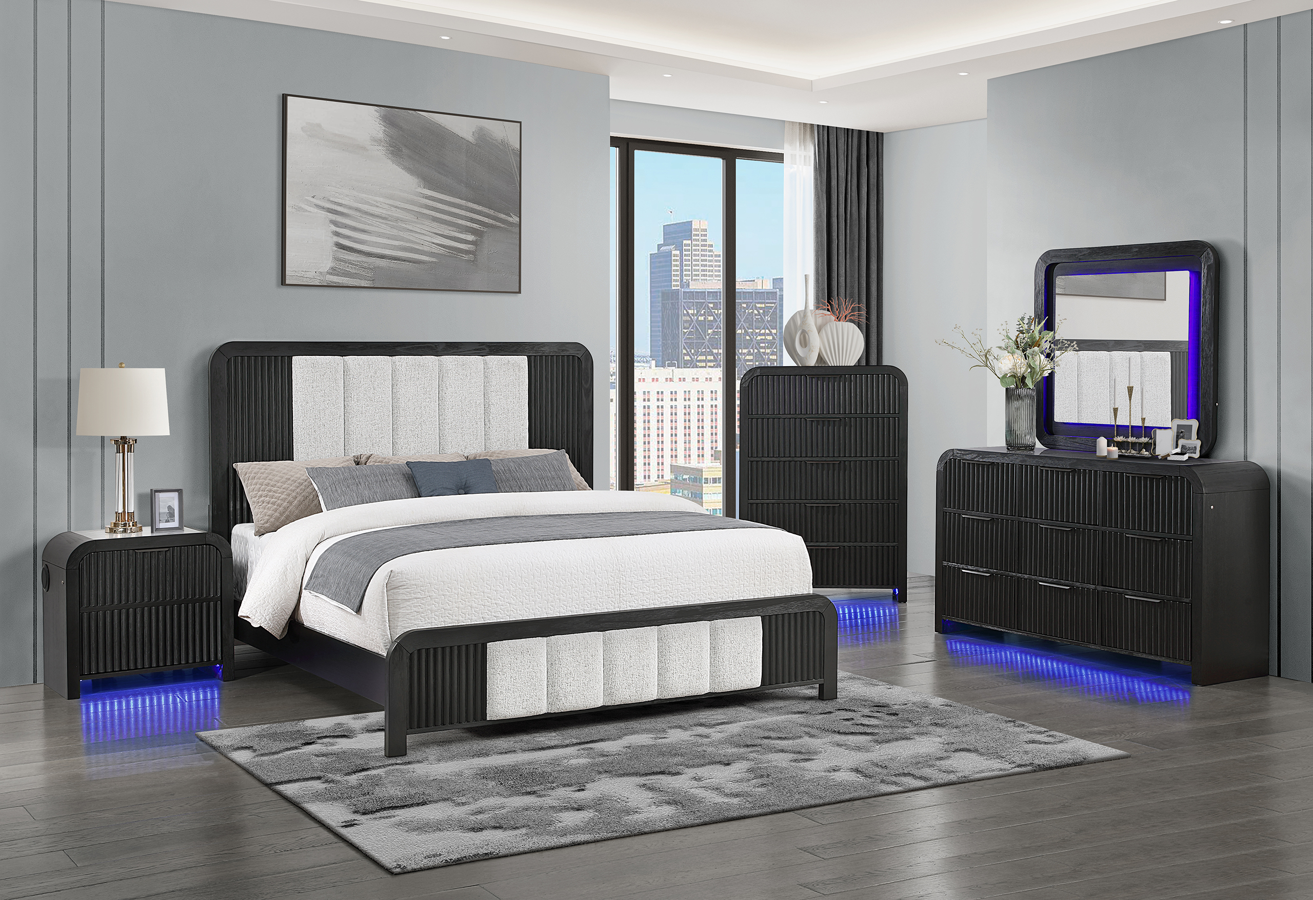 Beckett - 5 Piece Bedroom Set With Cooler And Speaker - Black
