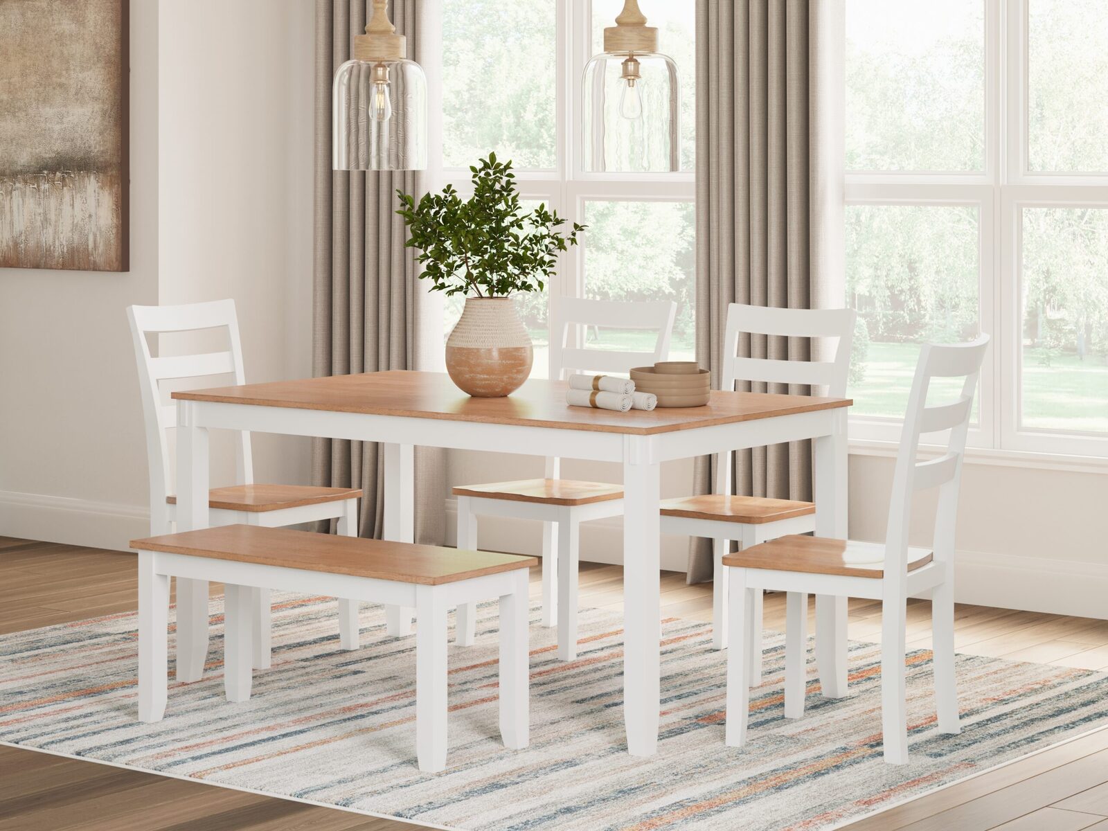 Gesthaven - Dining Room Table Set (Set of 6) - Natural / White - Image 2