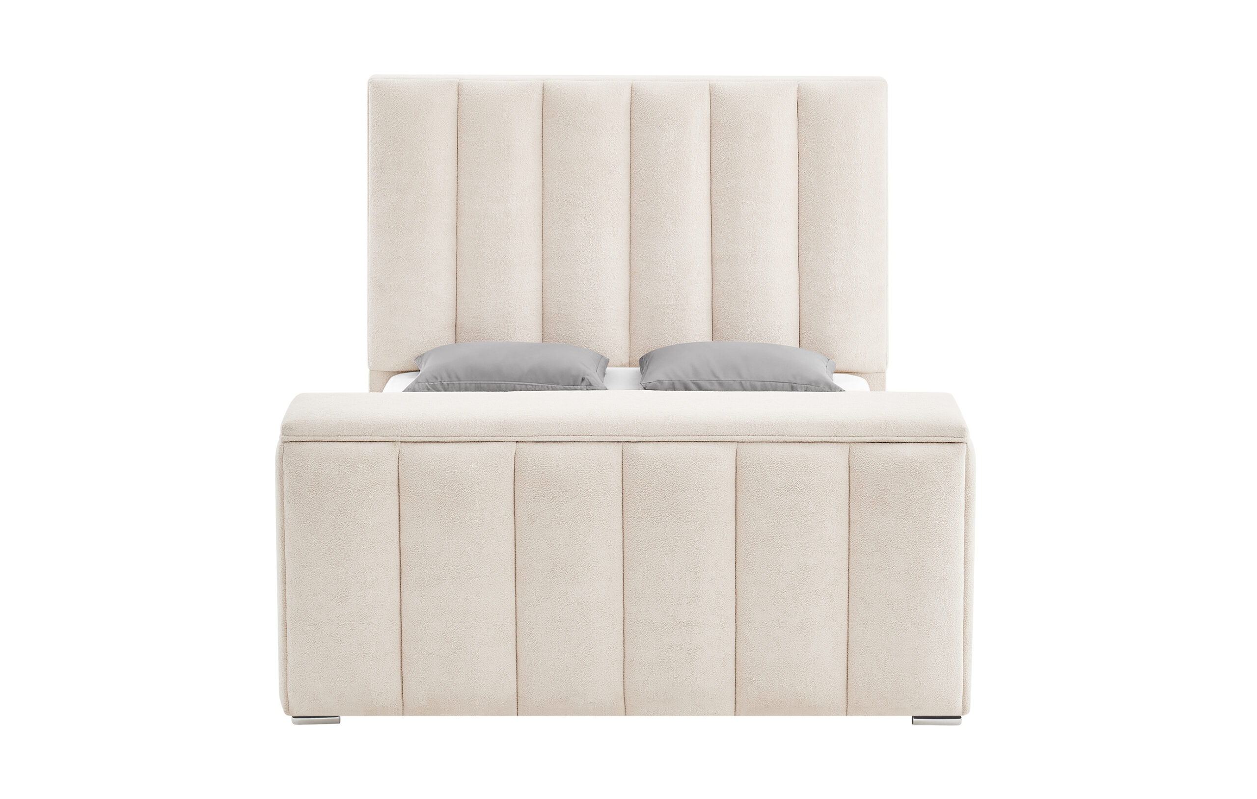 Serenity - Bed With Speaker, TV Lift, Fireplace - Cream - Image 3