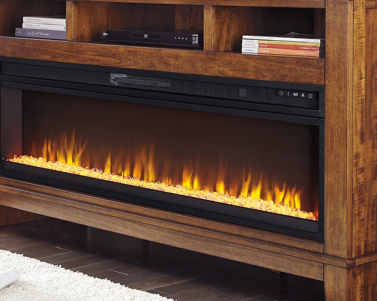 Entertainment Accessories - Wide Fireplace Insert - Black - Image 2