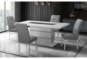 Monaco - 9 Piece Dining Room Set (Dining Table And 8 Dinning Chairs) - Gray / White