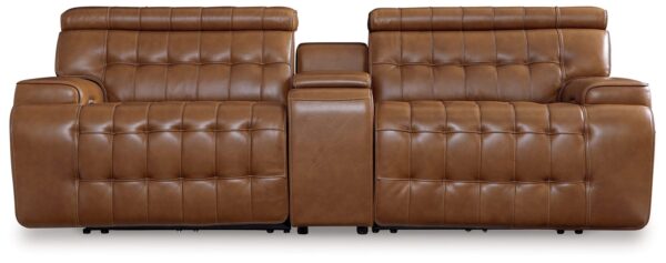 Temmpton - 3-Piece Power Reclining Sectional Loveseat With Console - Chocolate