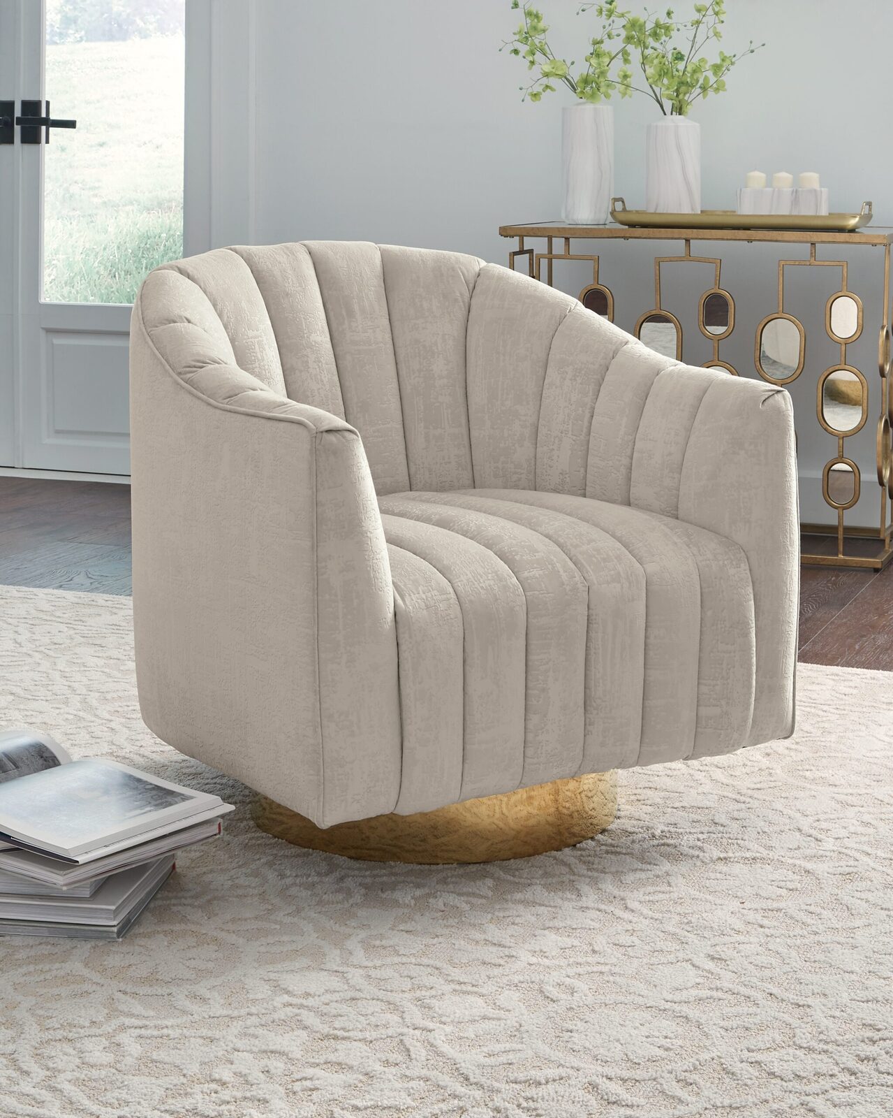 Penzlin - Swivel Accent Chair - Pearl - Image 2