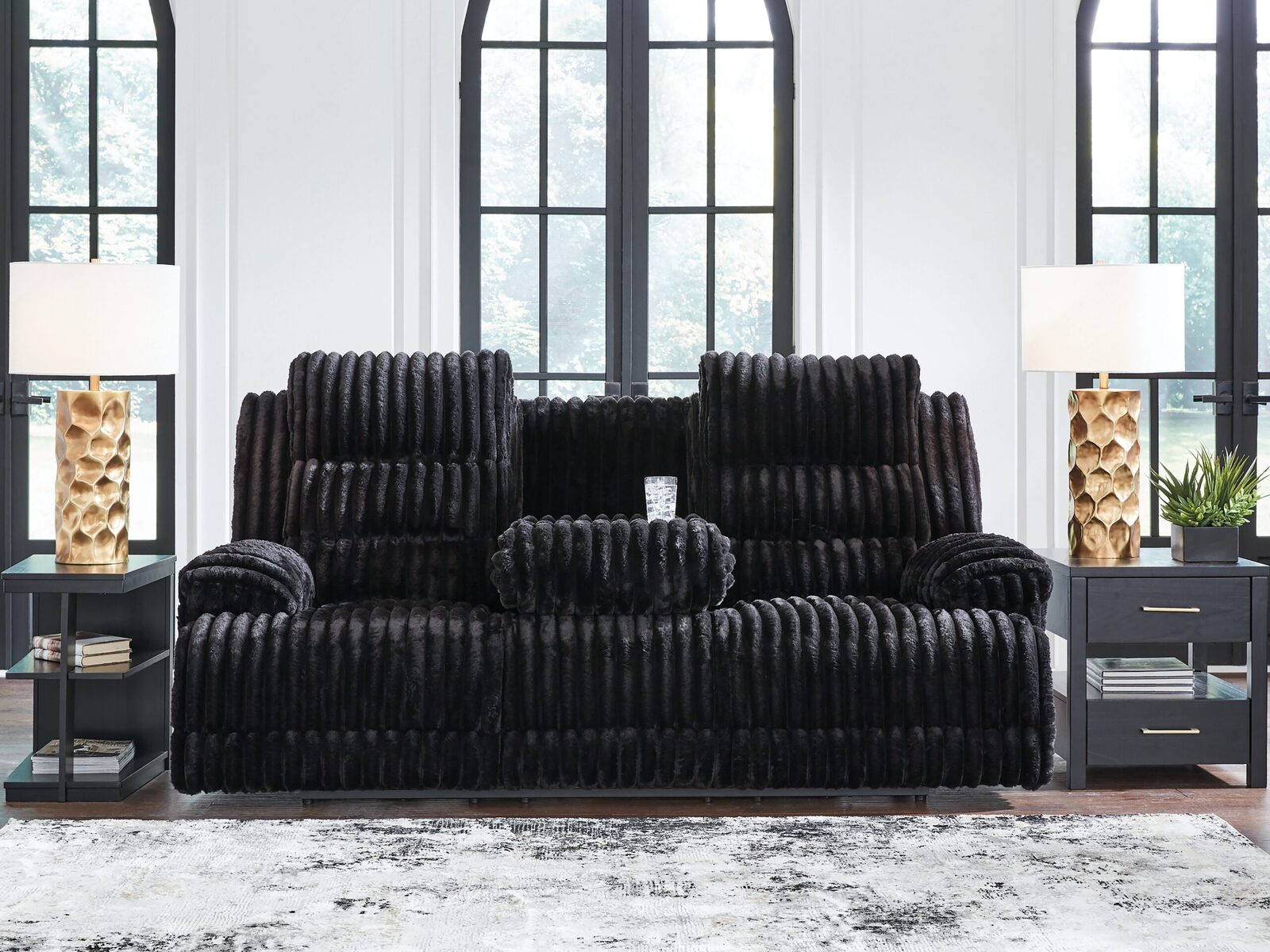Rhine Falls - Reclining Power Sofa With Drop Down Table - Onyx - Image 6