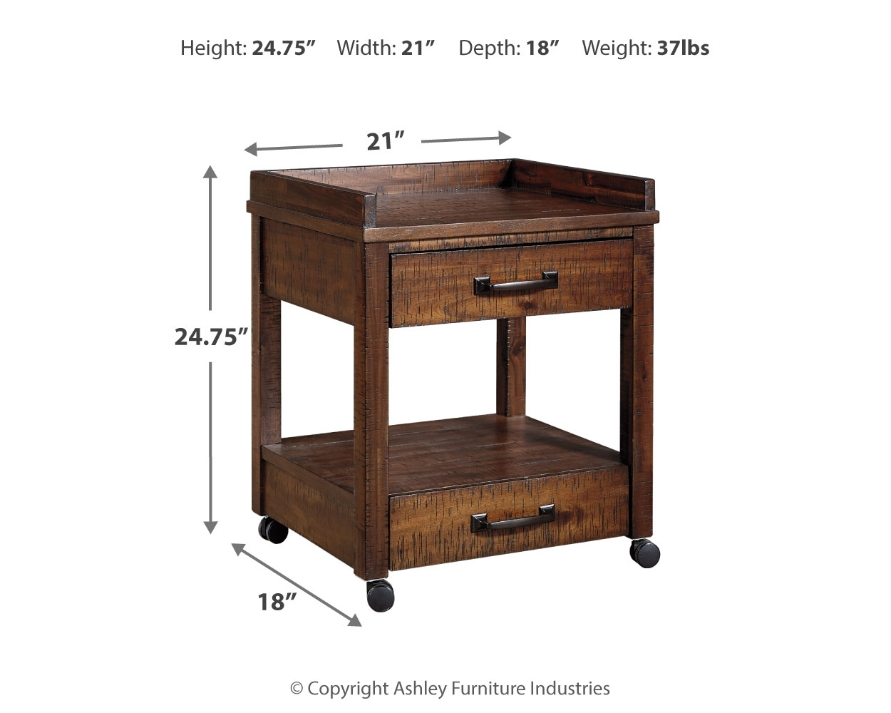 Baldridge - Printer Stand - Rustic Brown - Image 4