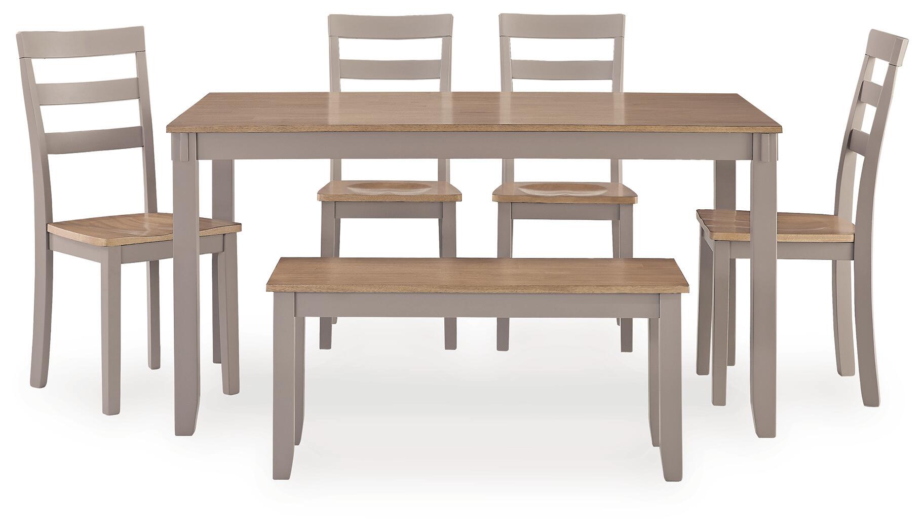 Harperfeld - Dining Room Table Set (Set of 6) - Natural / Gray - Image 3