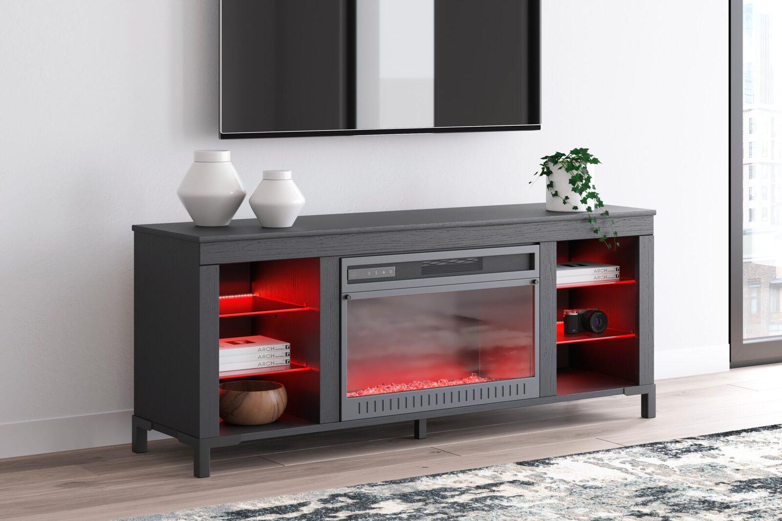 Cayberry - TV Stand With Fireplace - Black - Image 14
