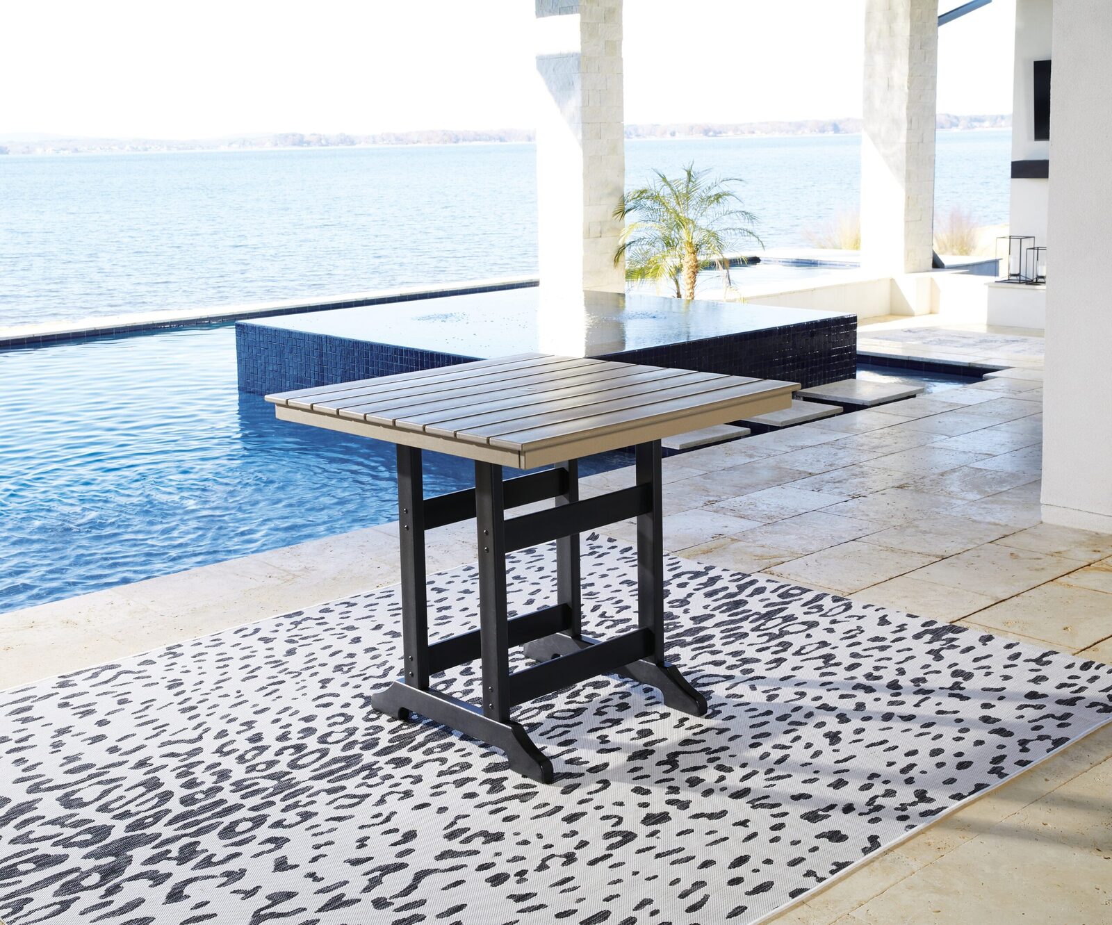 Fairen Trail - Square Counter TBL w/Umb OPT - Black / Driftwood - Image 2
