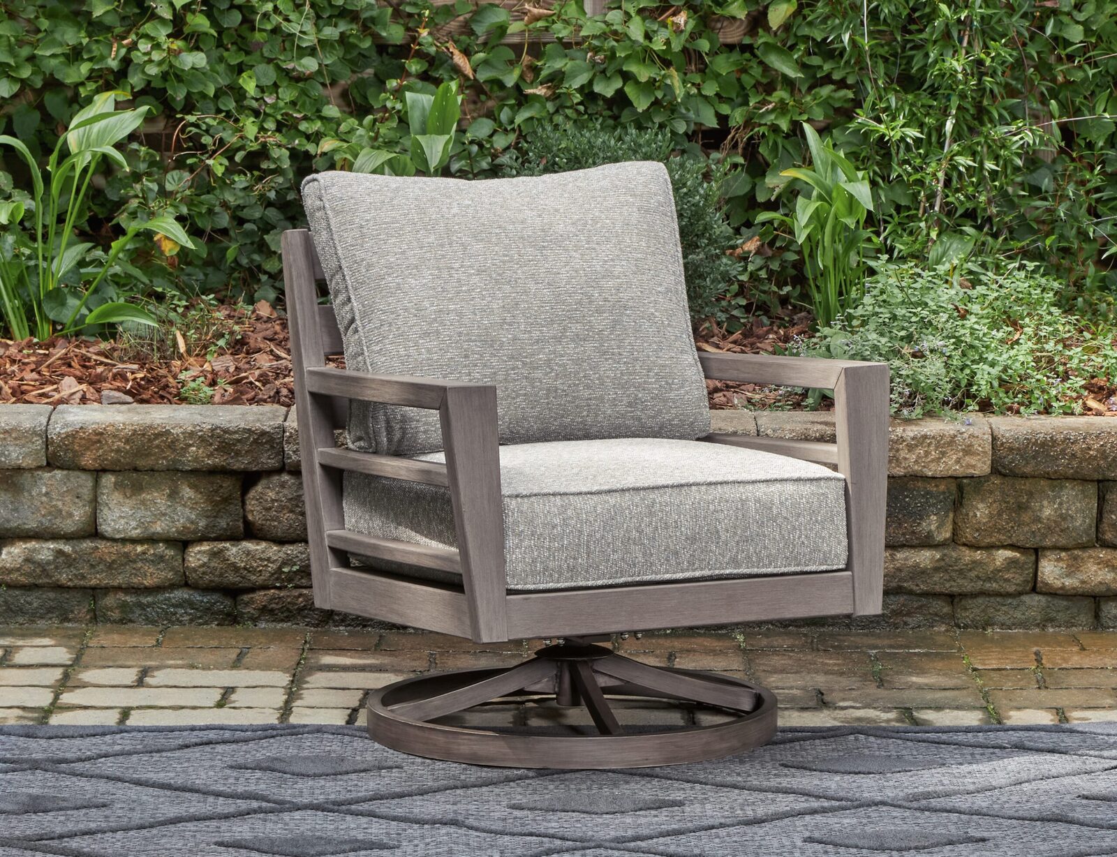 Hillside Barn - Swivel Lounge W/ Cushion - Gray / Brown - Image 2