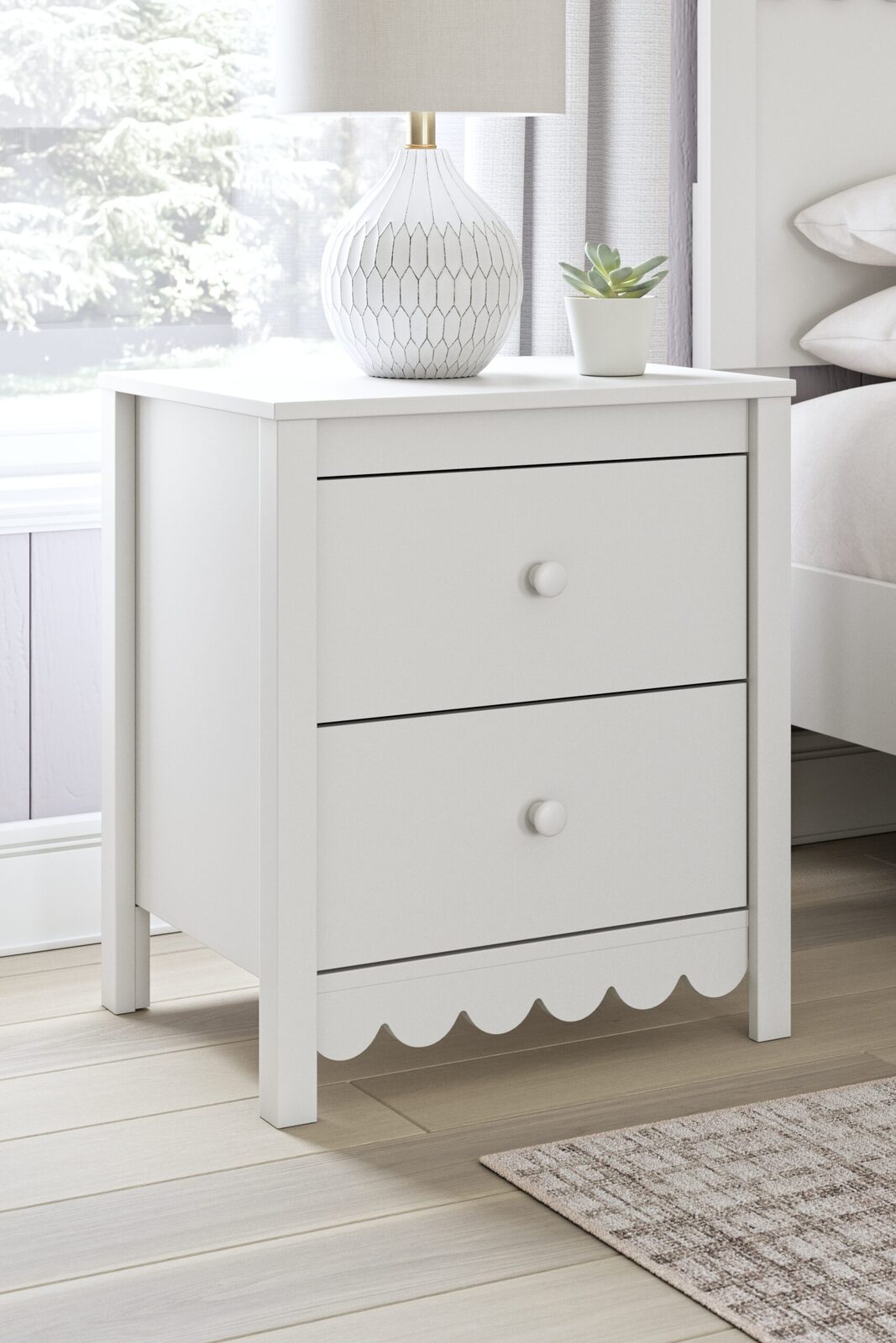 Hallityn - Two Drawer Night Stand - White - Image 2