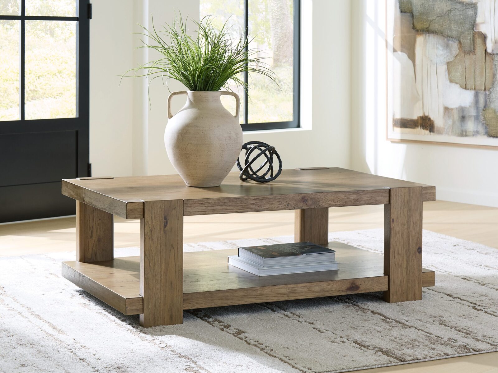 Flangren - Rectangular Cocktail Table - Light Brown - Image 2