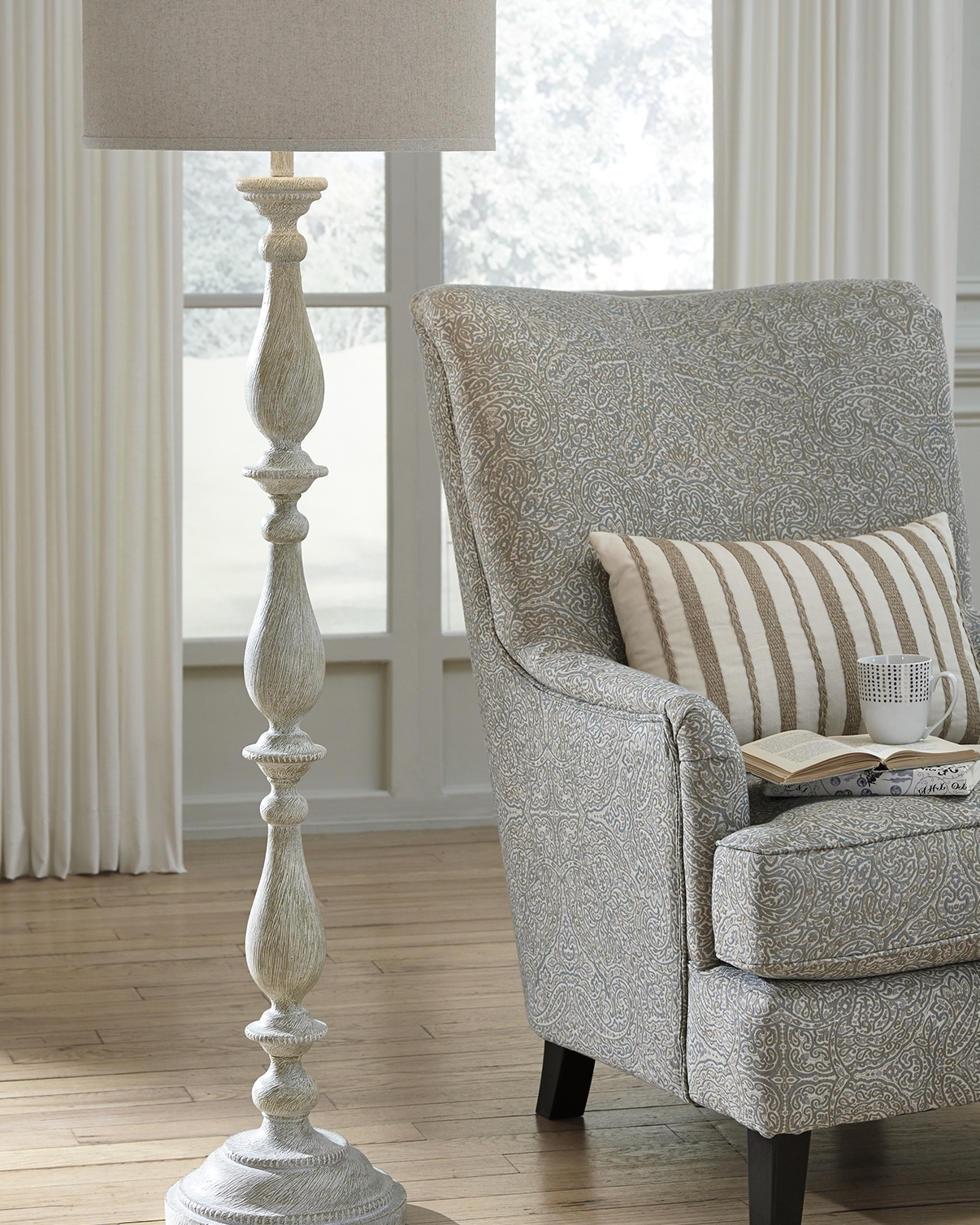 Bernadate - Poly Floor Lamp - Whitewash - Image 2