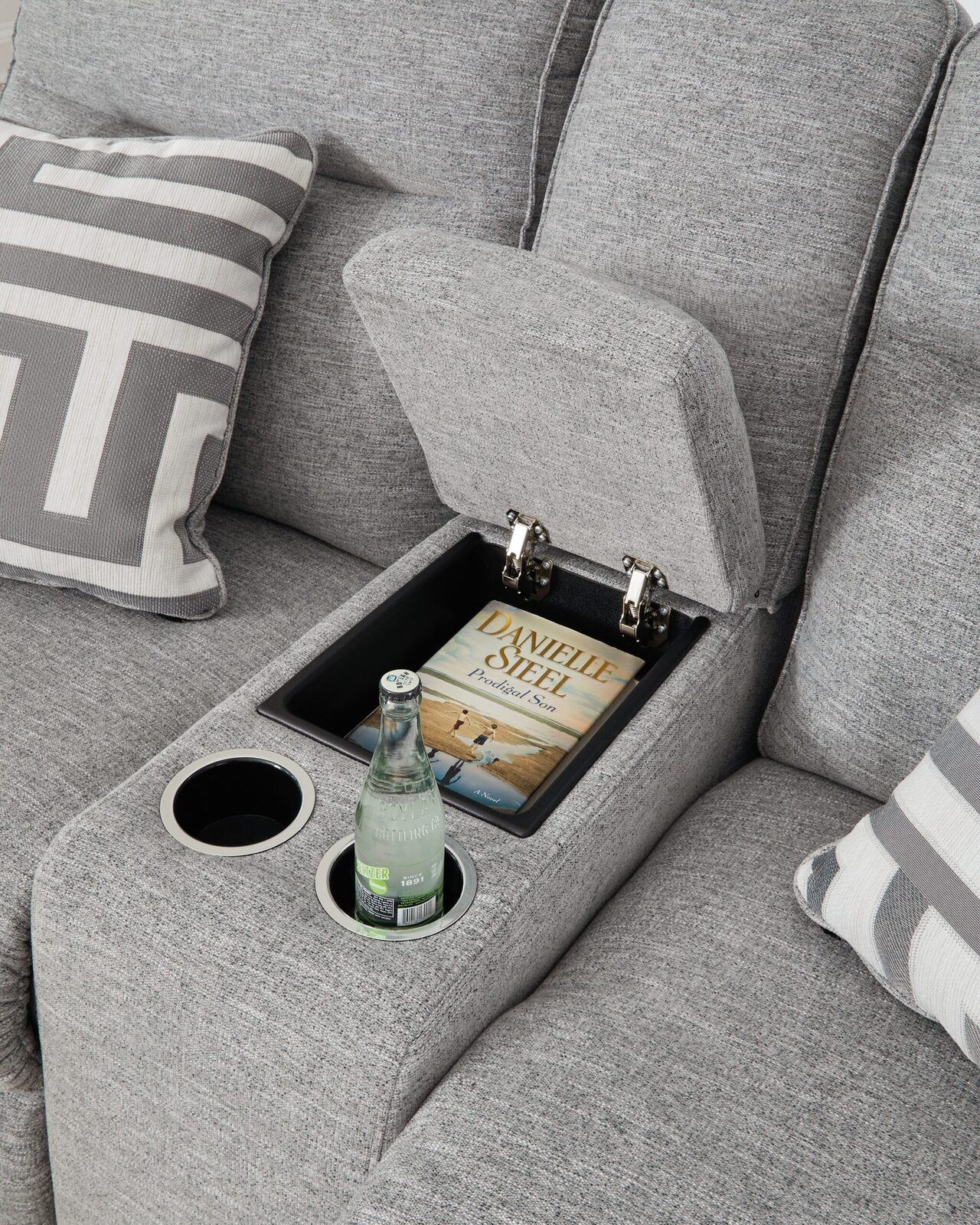 Biscoe - Power Reclining Loveseat With Console /Adj Headrest - Pewter - Image 7