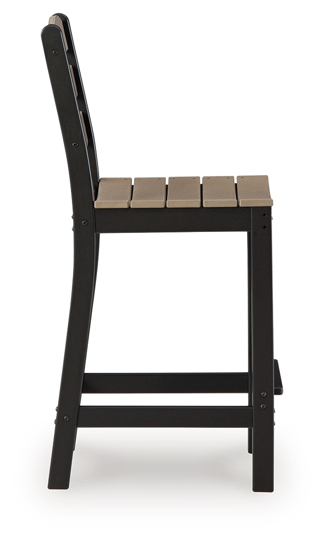 Shoreline Beach - Outdoor Counter Table And 2 Barstools (Set of 3) - Black / Beige - Image 5