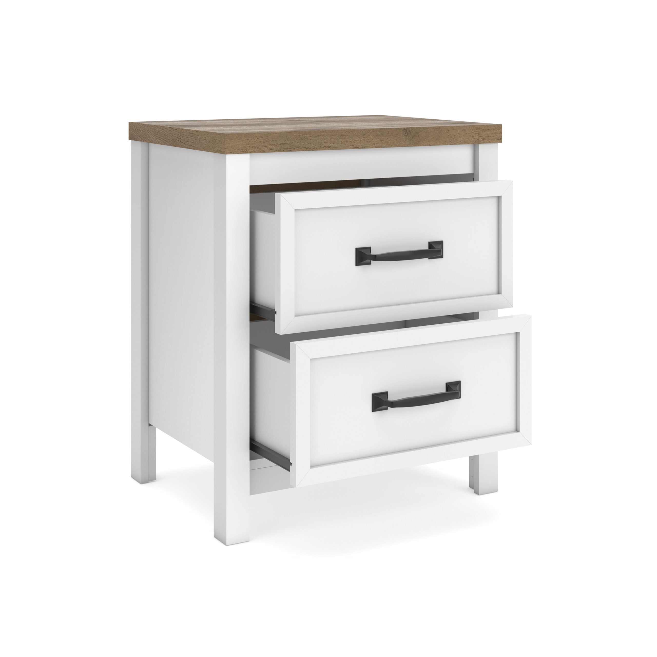 Kerisden - Two Drawer Night Stand - White / Brown - Image 3