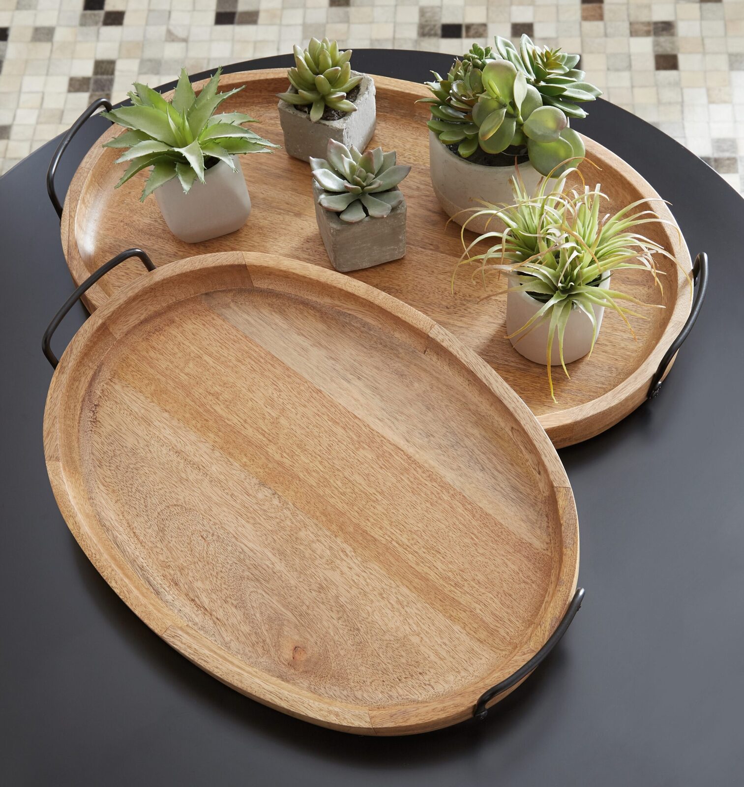 Jocelyne - Tray Set (Set of 2) - Brown / Black - Image 2