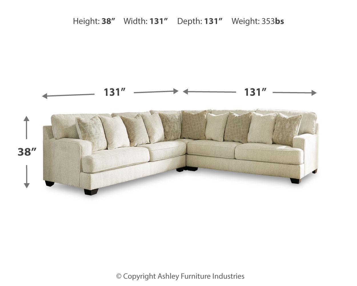 Rawcliffe - Left Arm Facing Sofa 3 Pc Sectional - Parchment - Image 4
