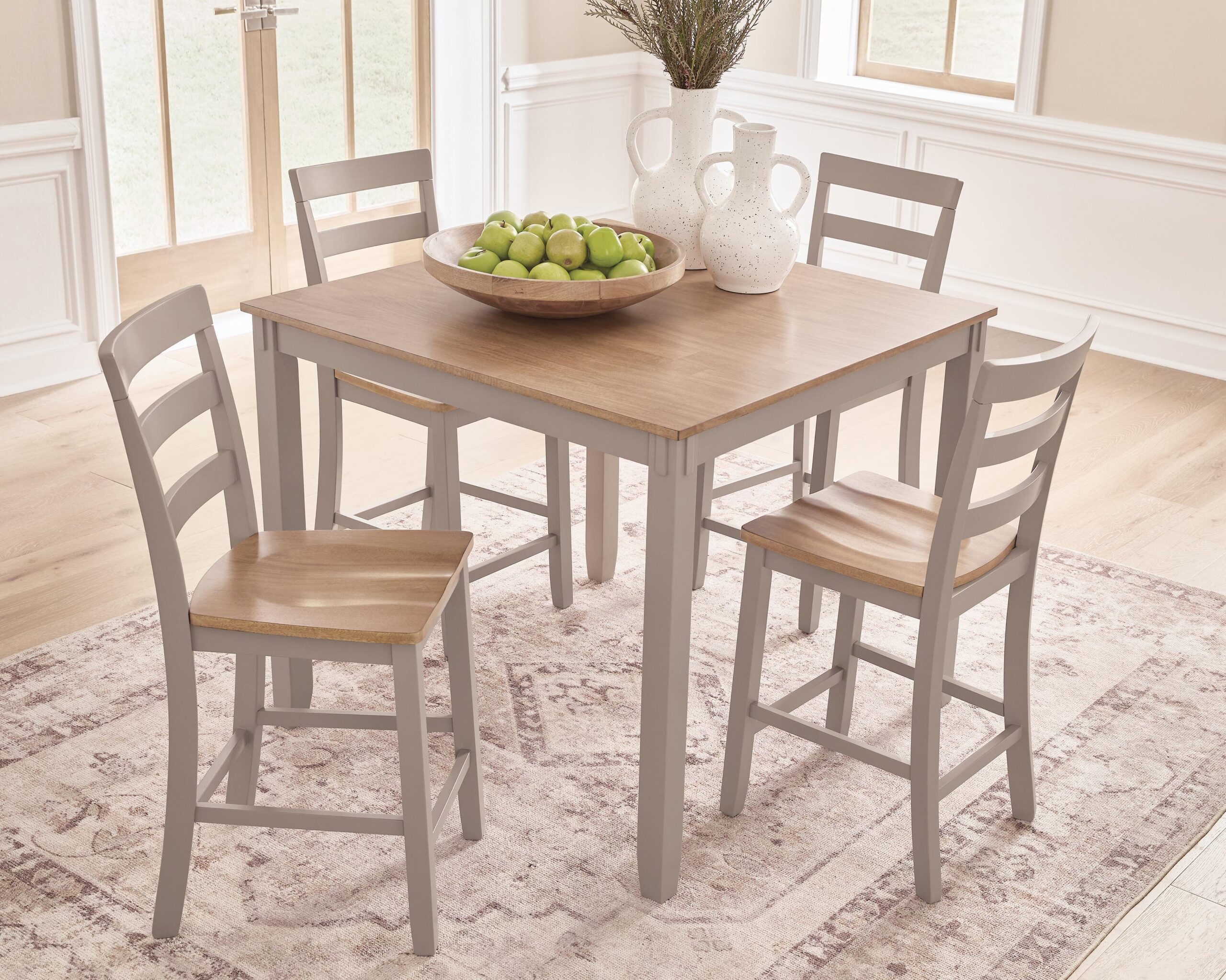 Harperfeld - Dining Room Counter Table Set (Set of 5) - Natural / Gray - Image 3