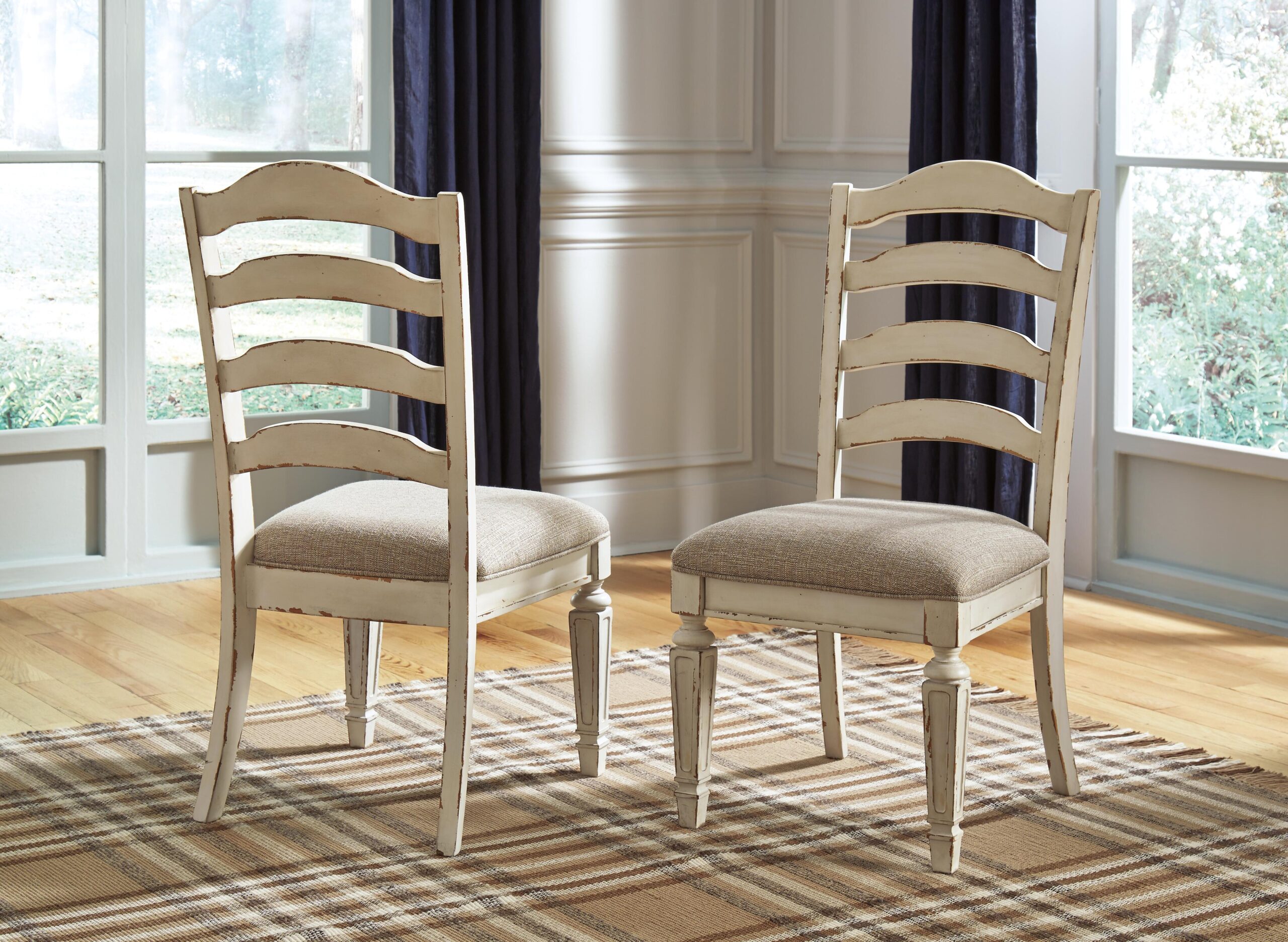 Realyn - Dining UPH Side Chair (Set of 2) - Ladderback - Chipped White - Image 2