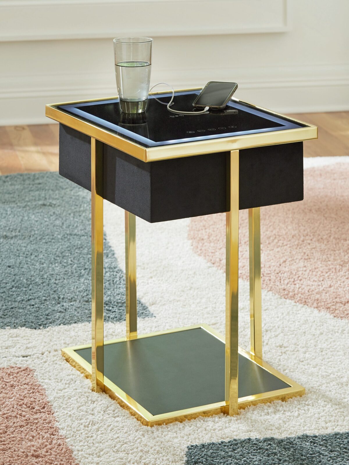 Rexwell - Accent Table With Speaker - Black / Gold Finish - Image 6