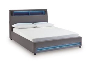 Verishaw - Queen Upholstered Headboard/Footboard/Roll Slats - Gray