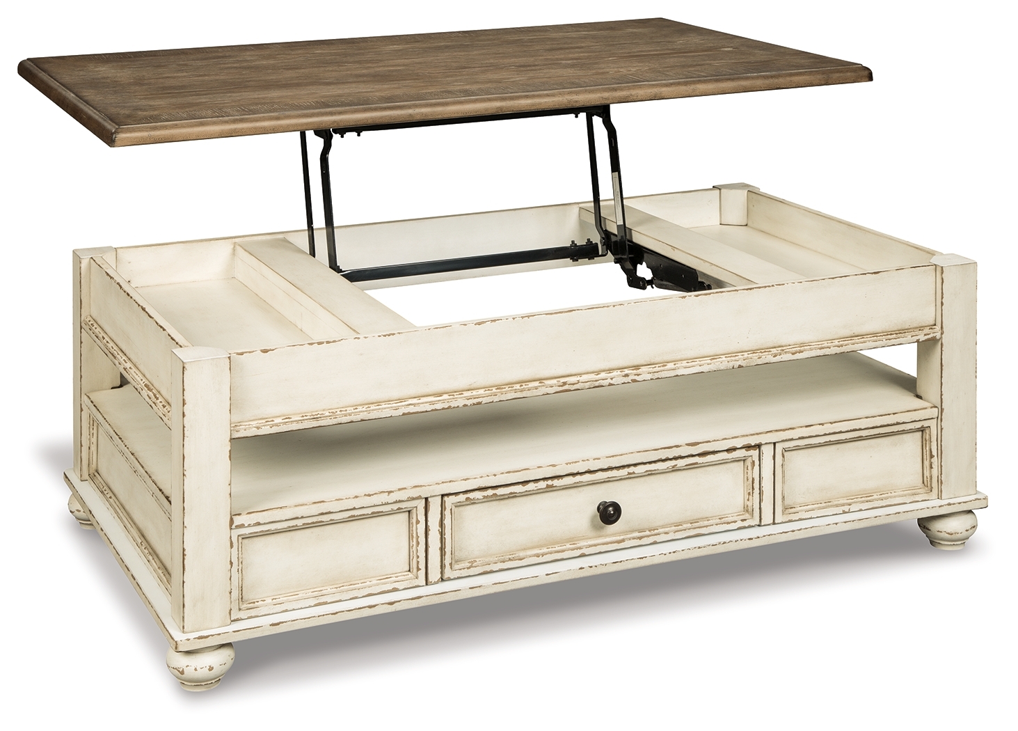 Realyn - Lift Top Cocktail Table - White / Brown - Image 3