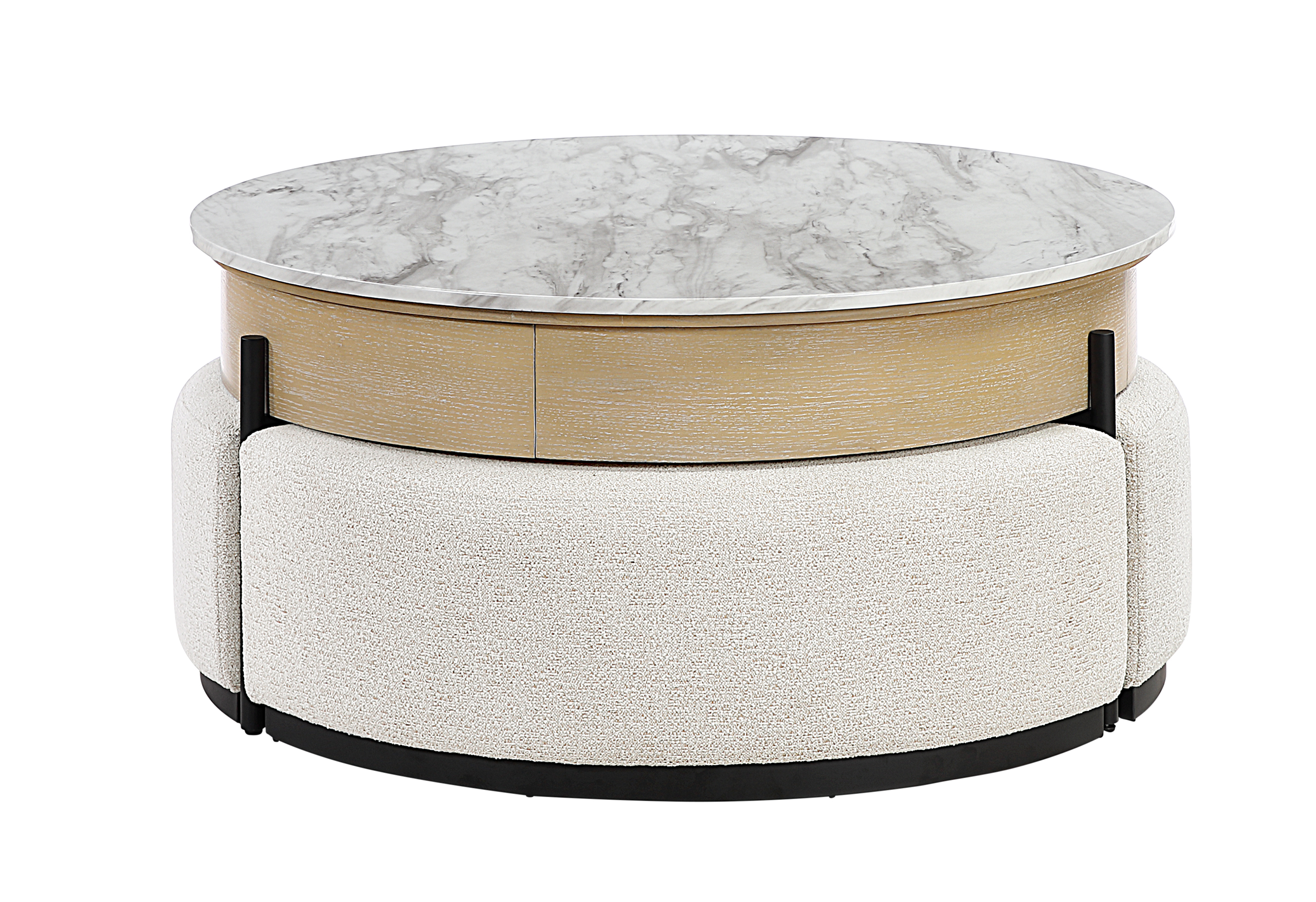T42 - 4 Piece Living Room Set (Coffee Table With 3 Stools) - Image 2
