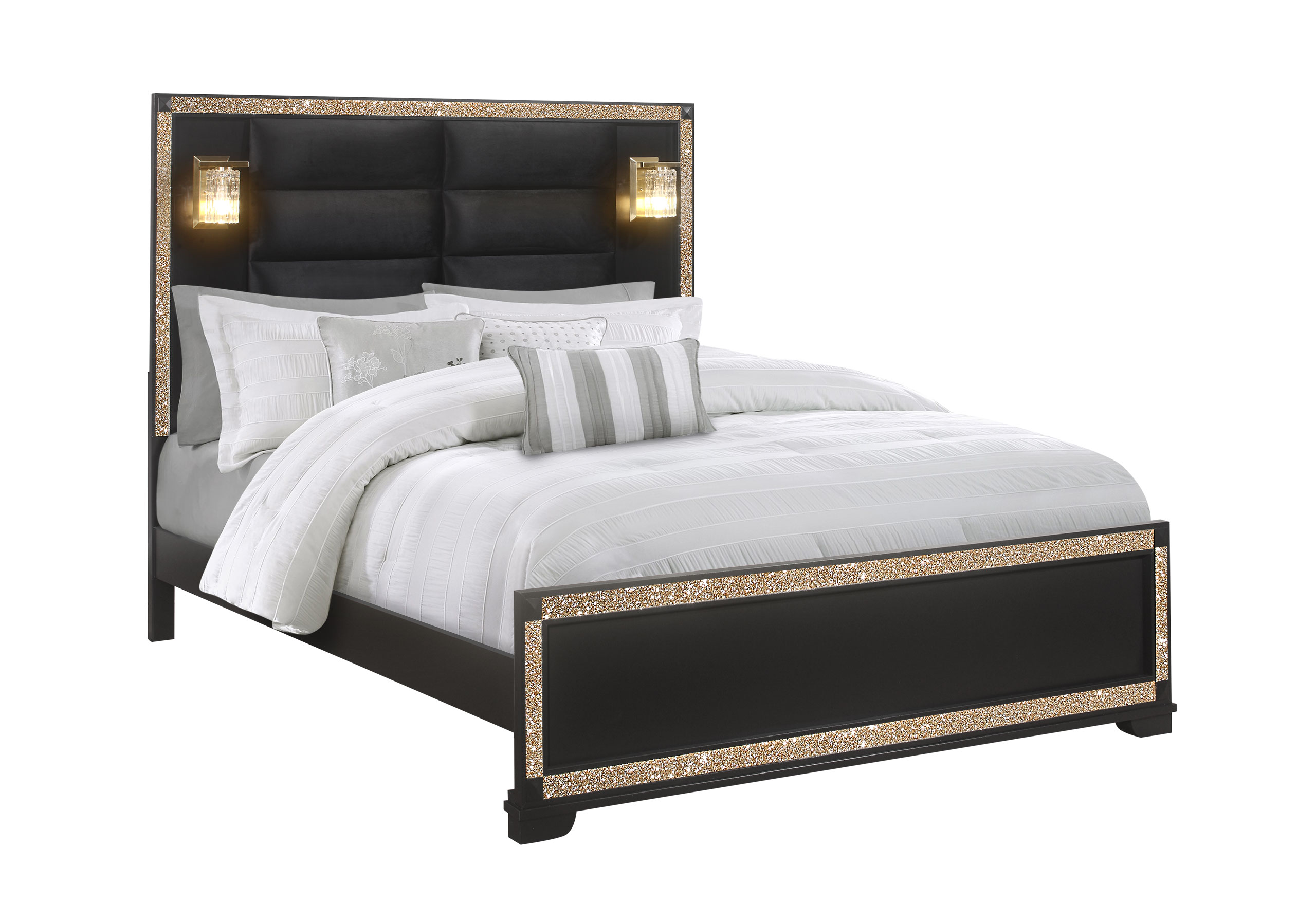 Blake - King Bed With Lamps - Black - Image 2