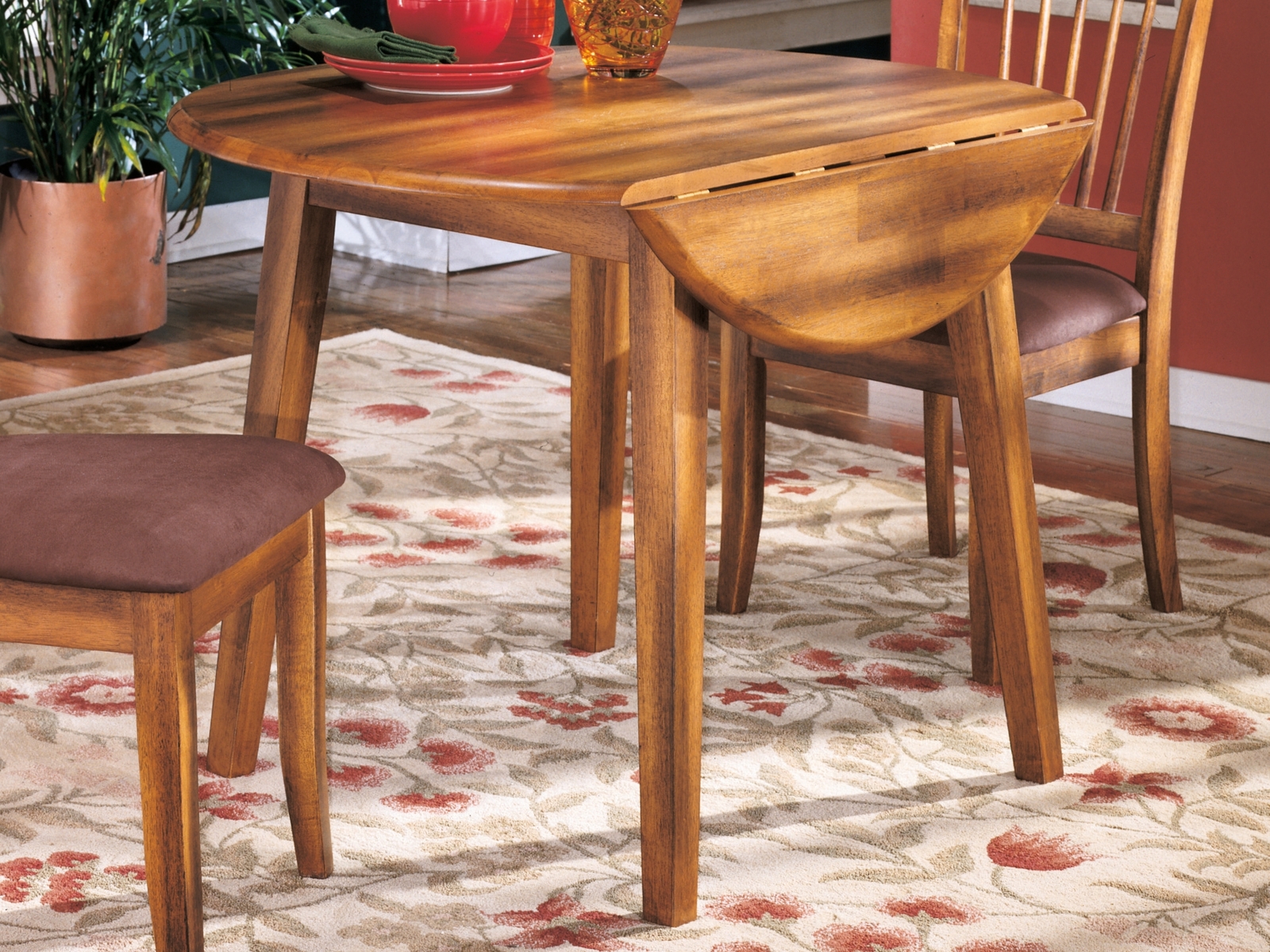 Berringer - Round DRM Drop Leaf Table - Rustic Brown - Image 2
