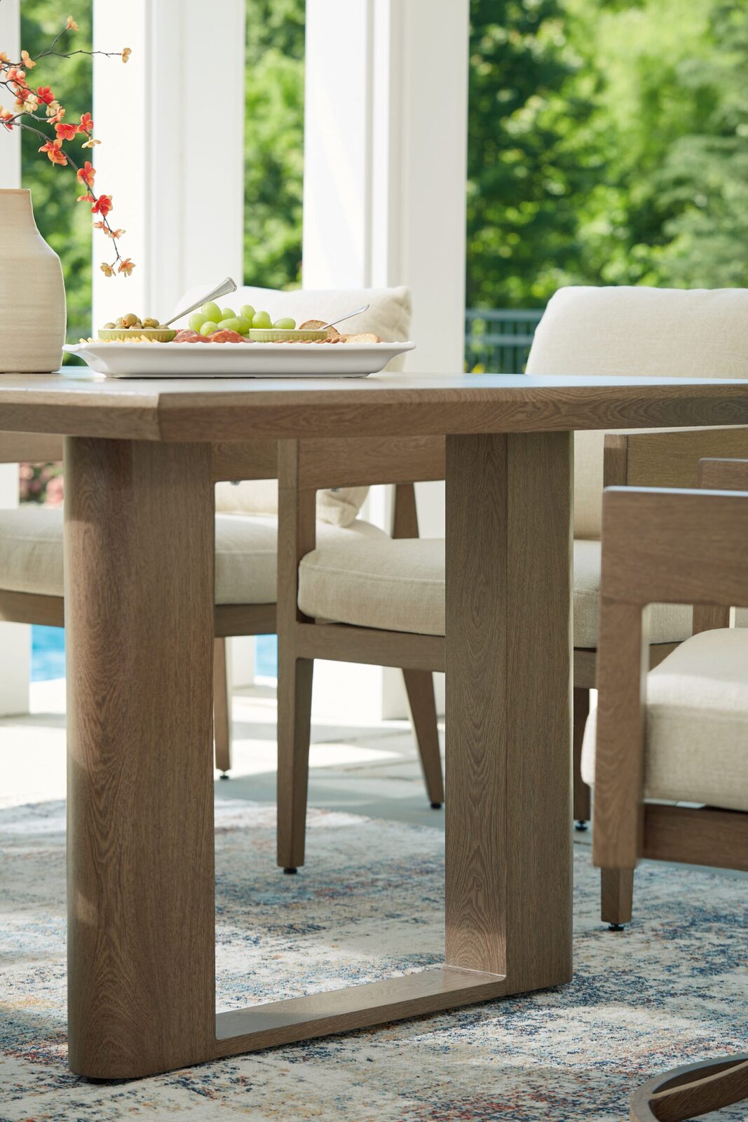 Serene Bay - Rectangular Dining Table With Umbrella Option - Dark Brown - Image 6
