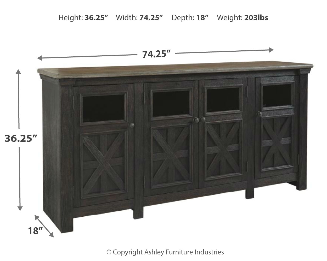 Tyler Creek - Extra Large TV Stand - Black / Gray - Image 4