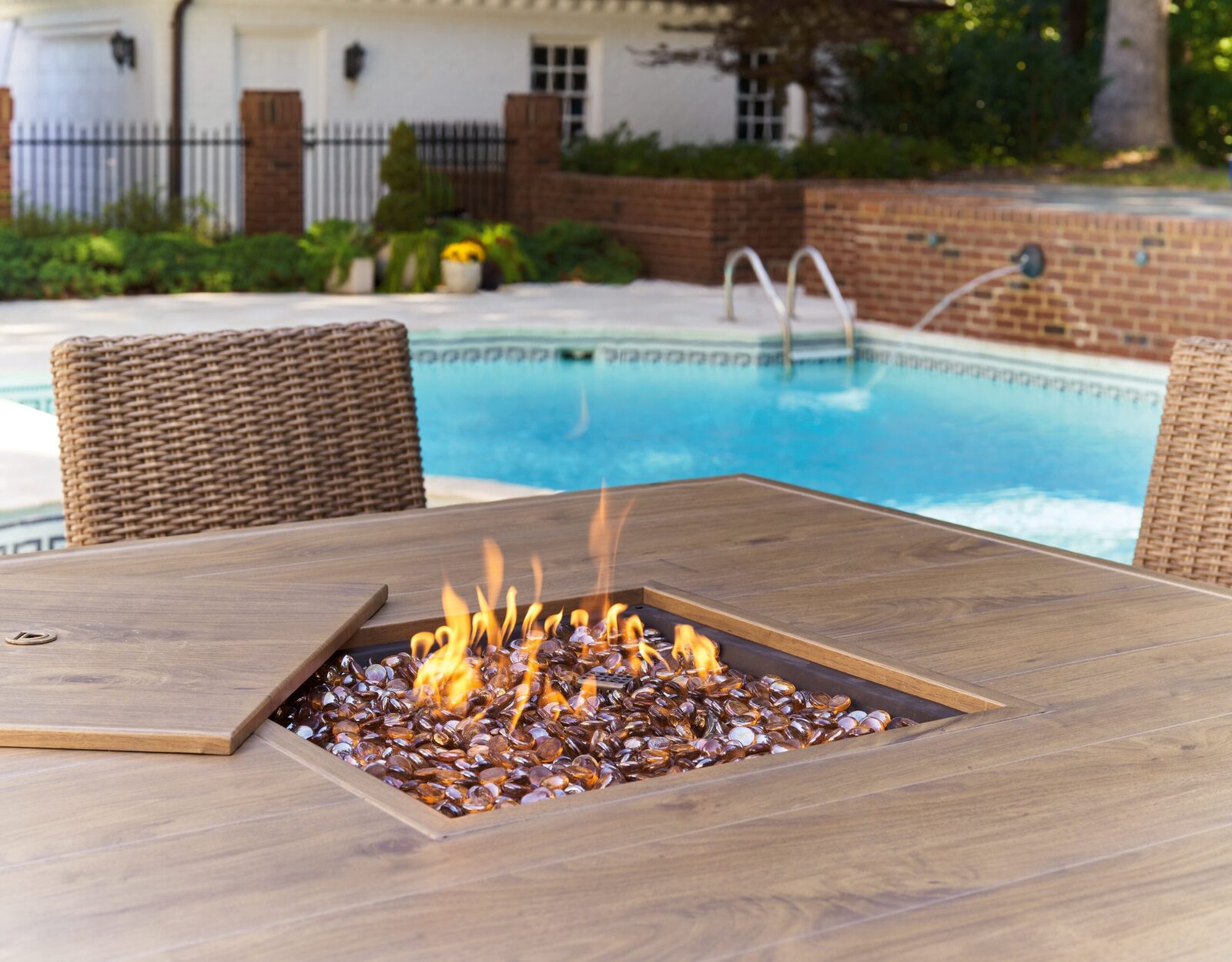 Walton Bridge - Square Bar Table W/Fire Pit - Driftwood - Image 7