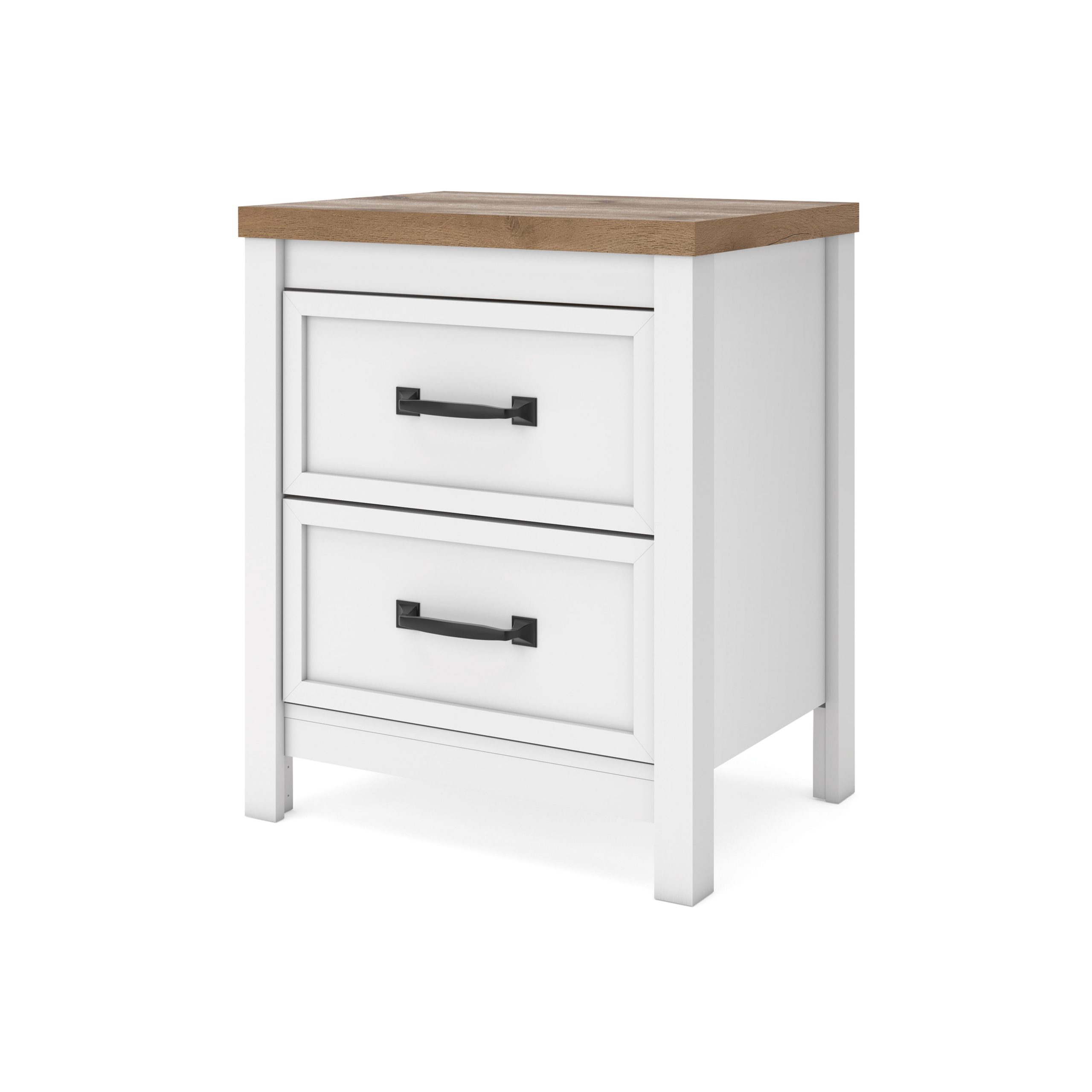 Kerisden - Two Drawer Night Stand - White / Brown - Image 4