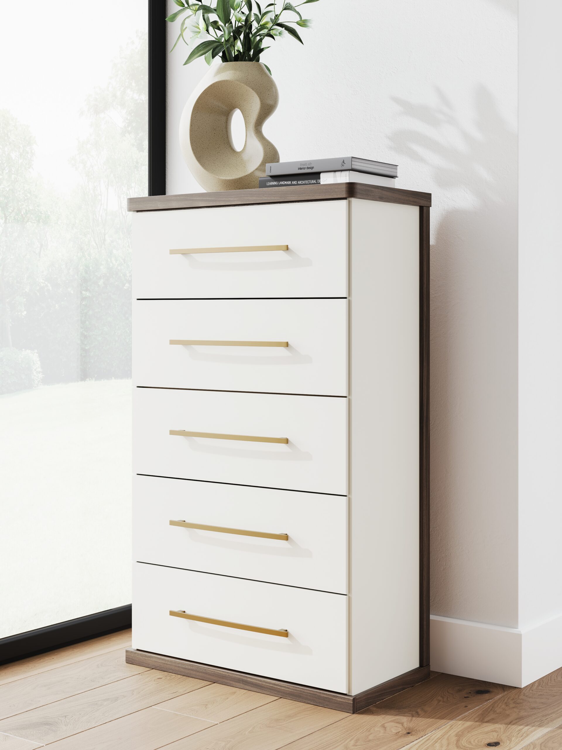 Kendanport - Five Drawer Chest - Brown / White - Image 2