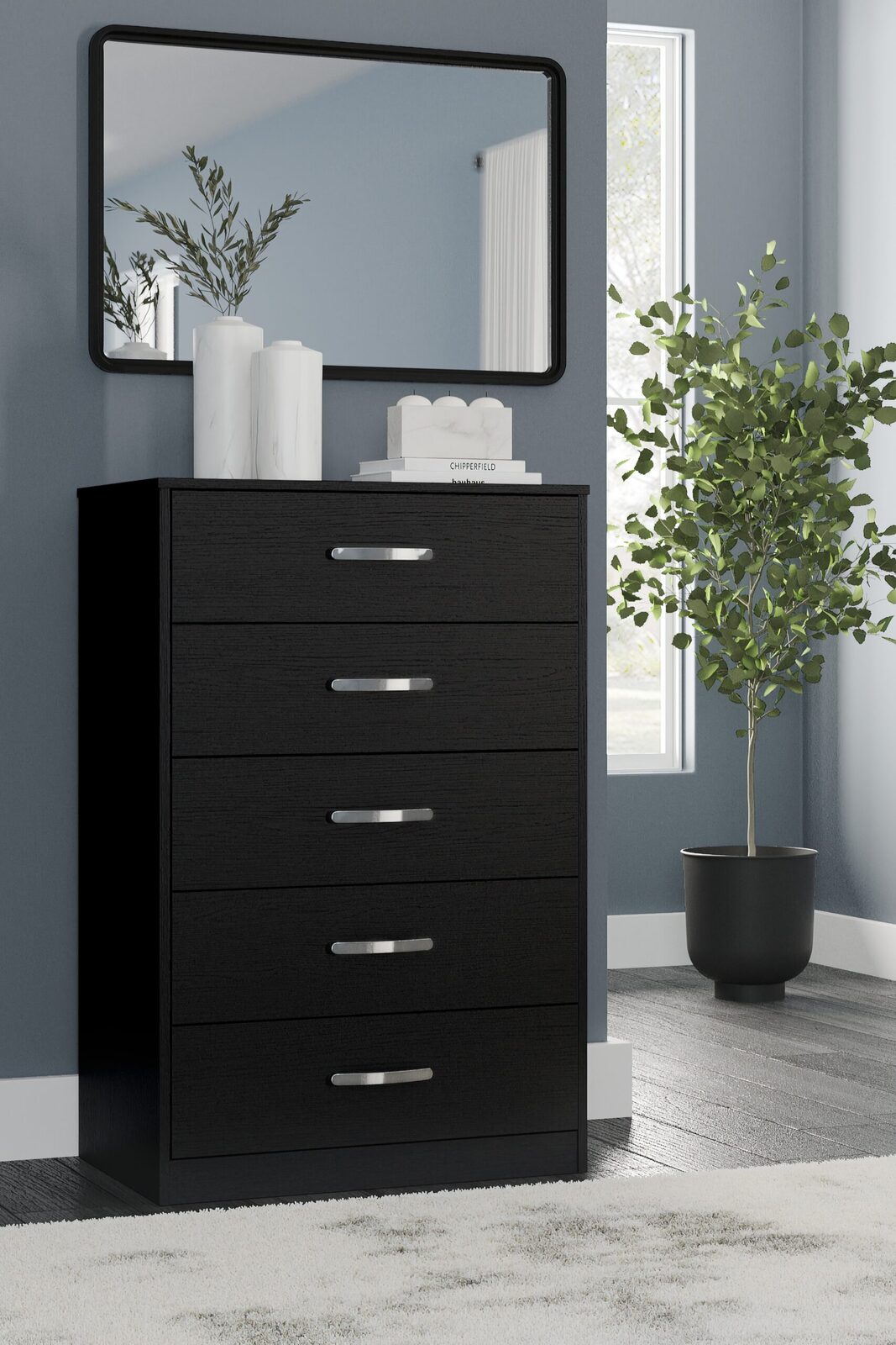 Finch - Five Drawer Chest - 46" Height - Black - Image 2