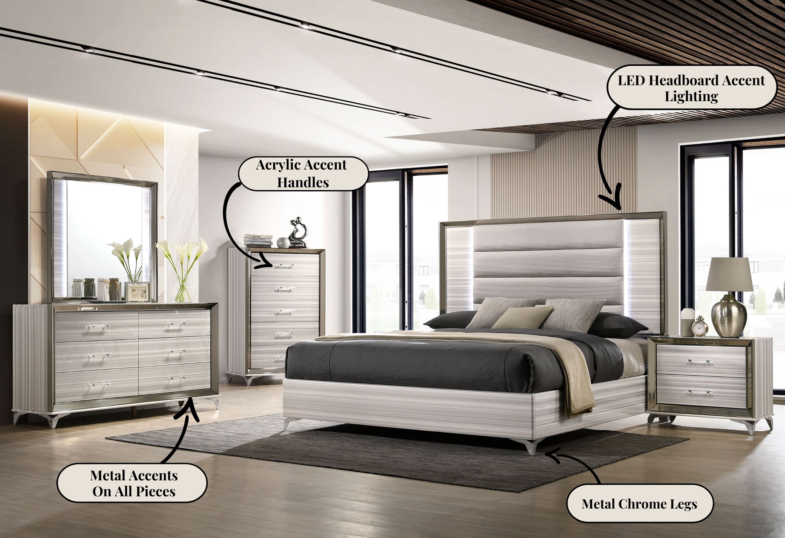 Zambrano - 5 Piece Bedroom Set - White - Image 4