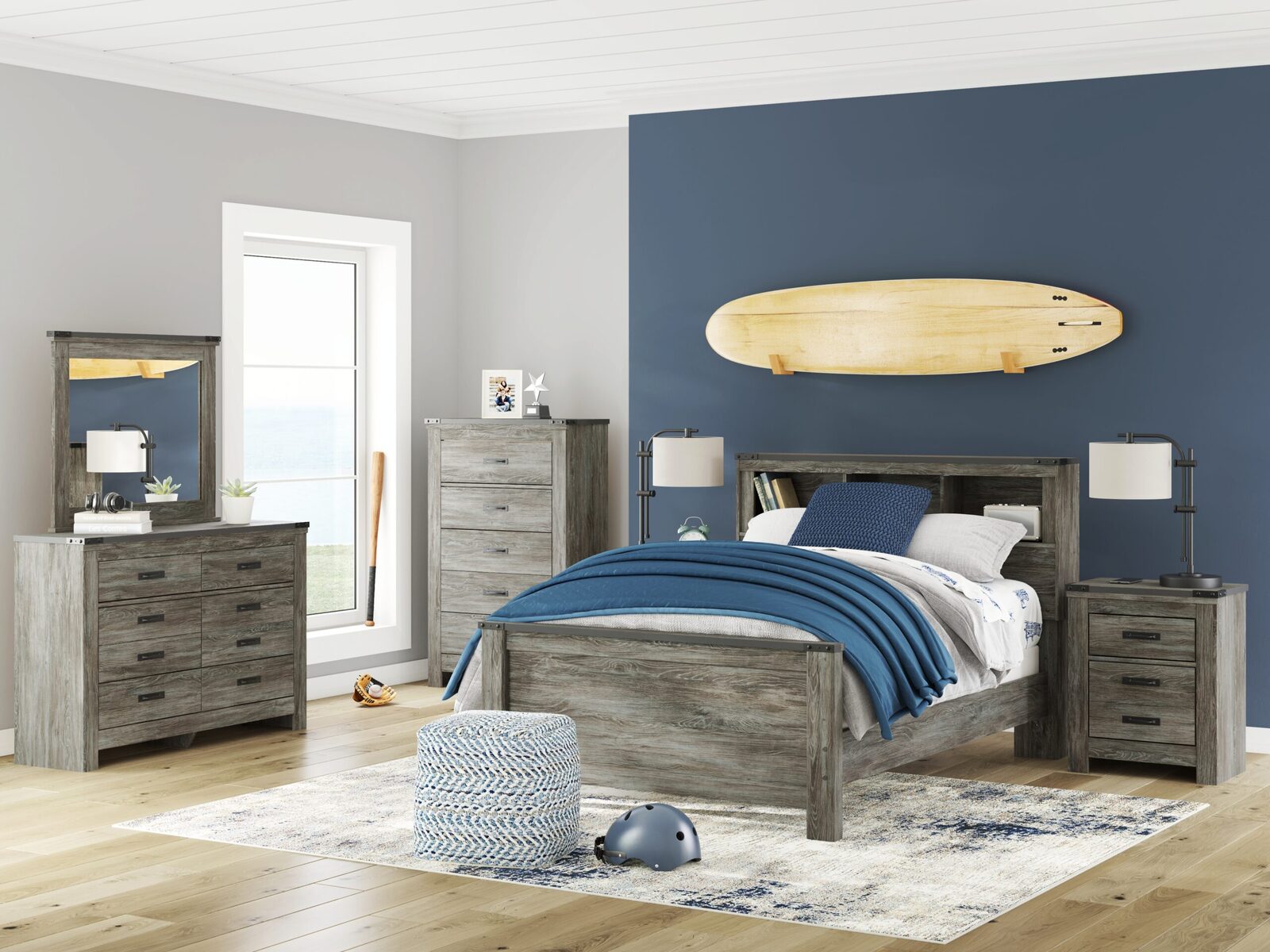 Frandern - Bookcase Panel Bedroom Set