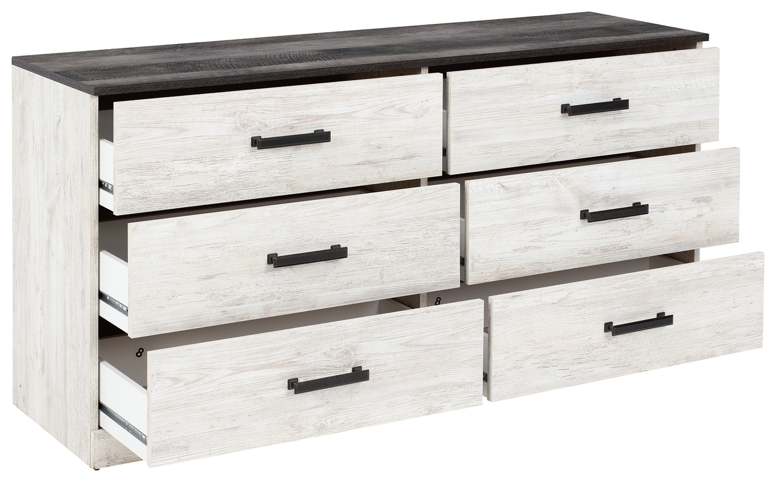 Shawburn - Six Drawer Dresser - Pewter-tone pulls - White / Black / Gray - Image 3
