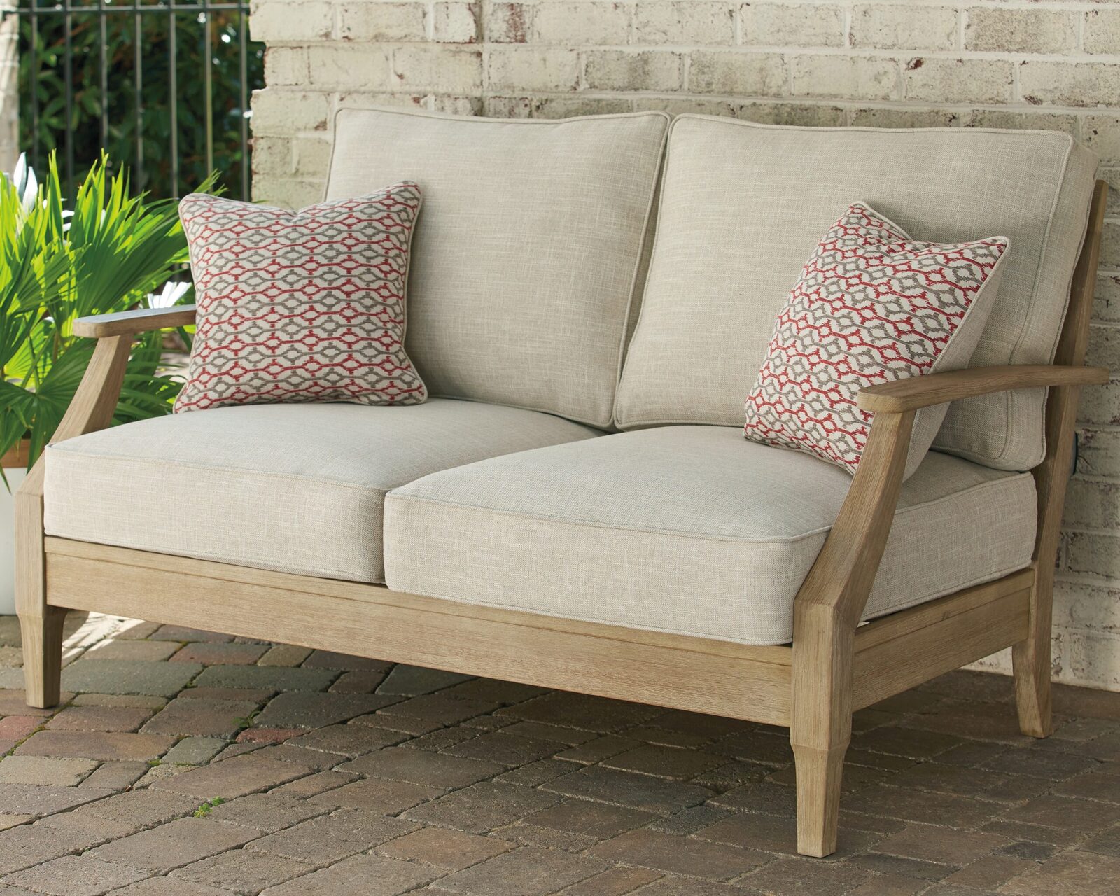 Clare View - Loveseat w/Cushion - Beige - Image 2
