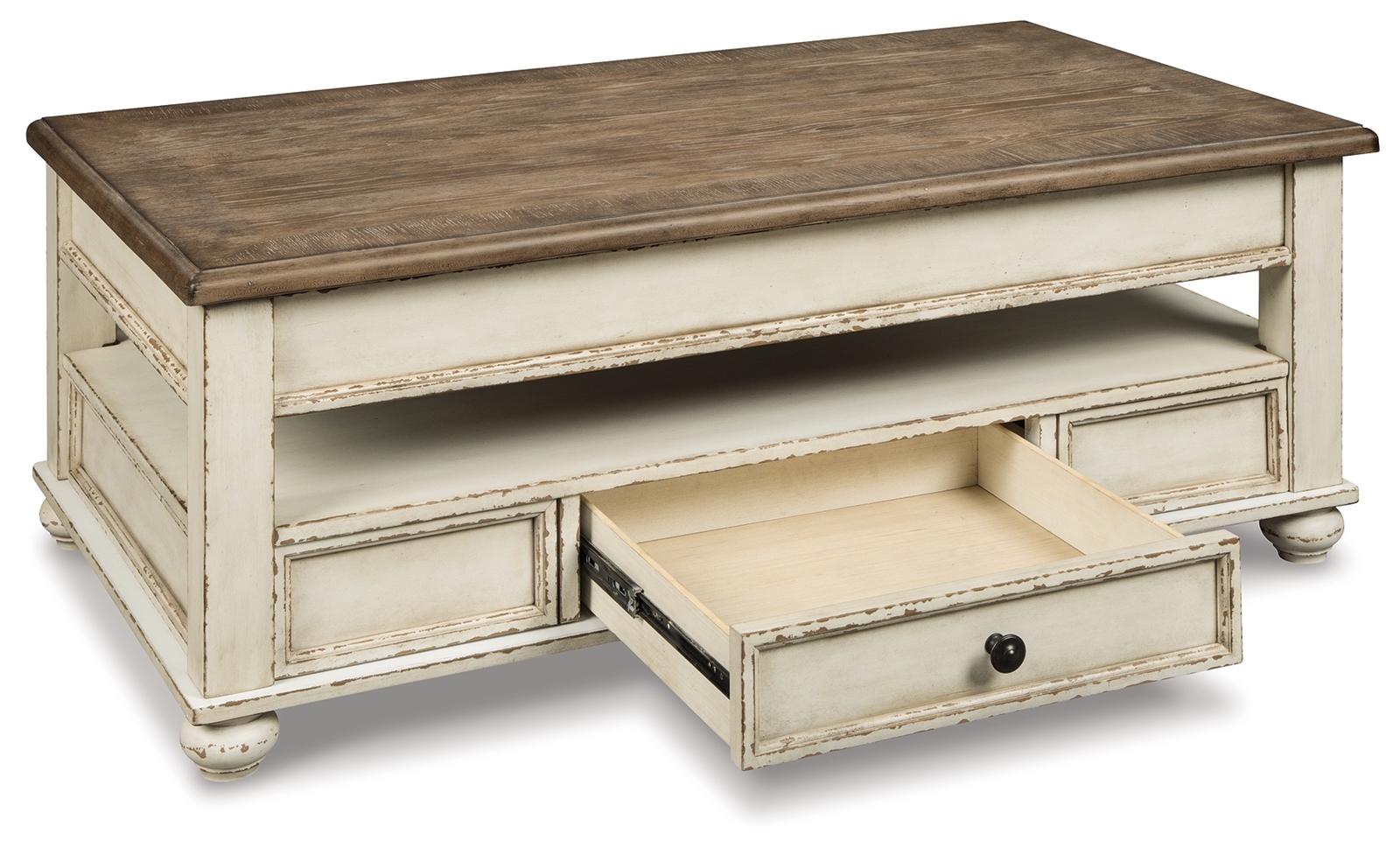 Realyn - Lift Top Cocktail Table - White / Brown - Image 5