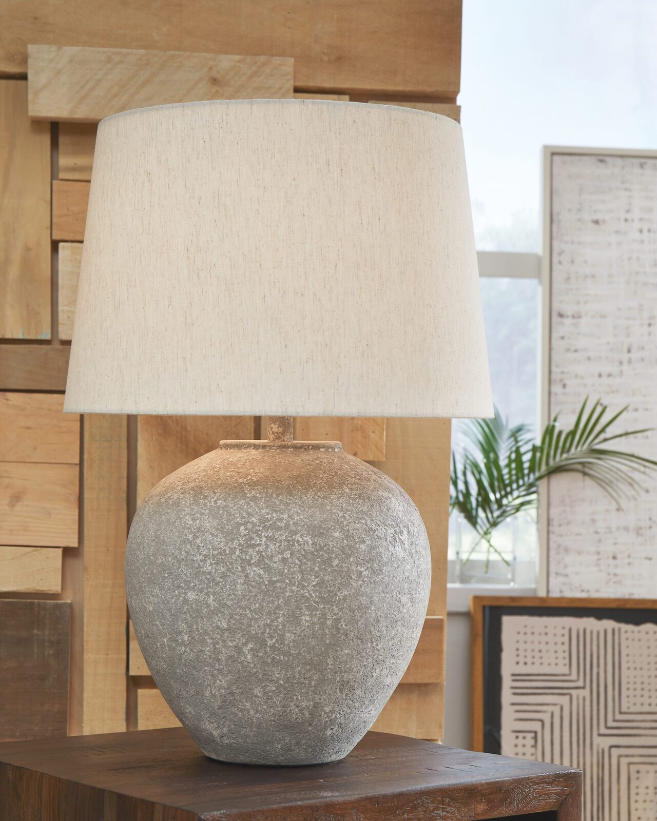 Dreward - Paper Table Lamp - Distressed Gray - Image 2
