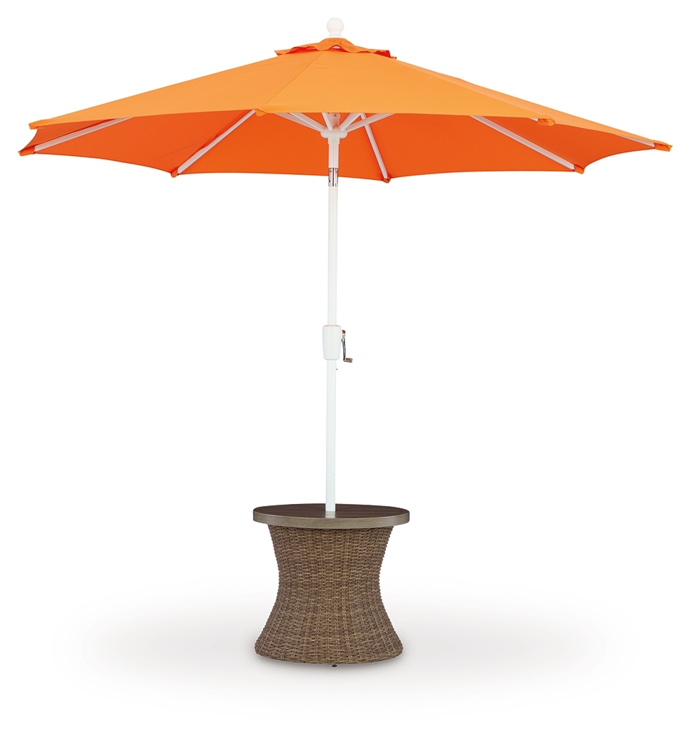 Laguna Heights - Round End Table With Umbrella Option - Beige - Image 4