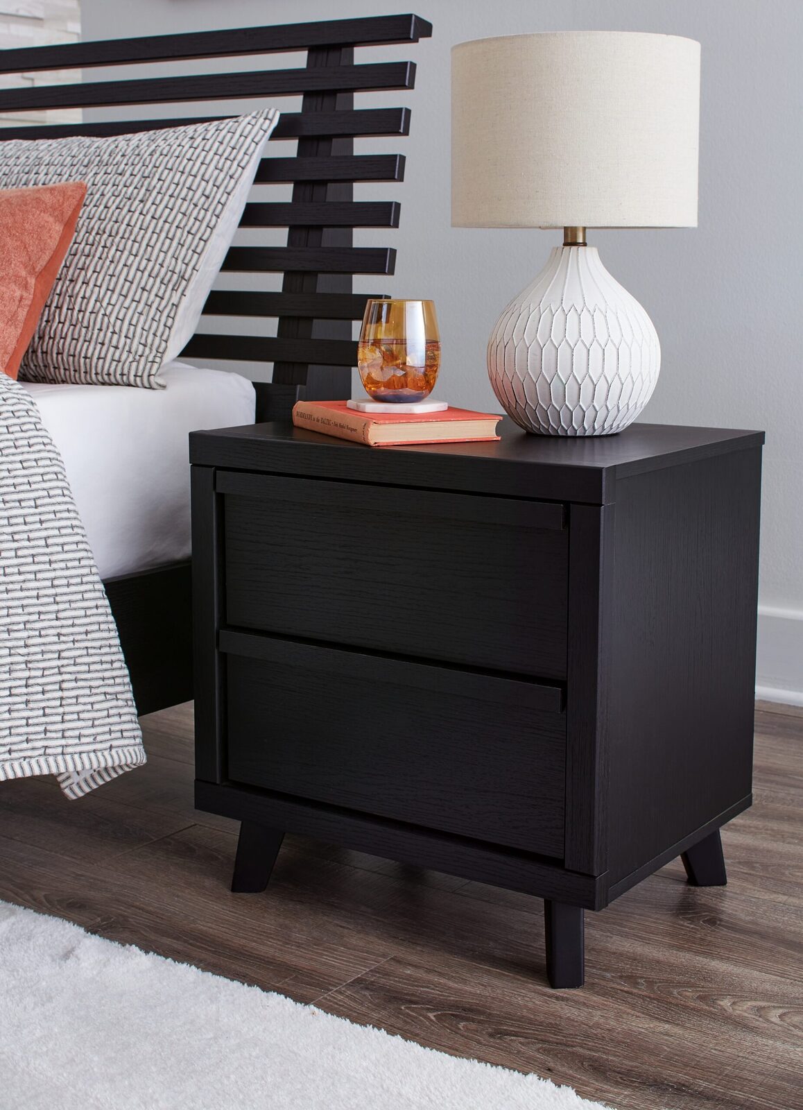 Danziar - Two Drawer Night Stand - Black - Image 2