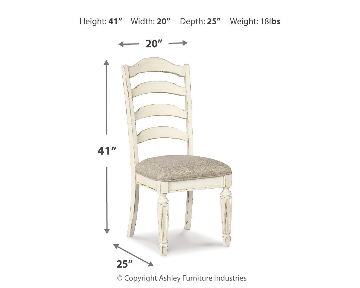 Realyn - Dining UPH Side Chair (Set of 2) - Ladderback - Chipped White - Image 6
