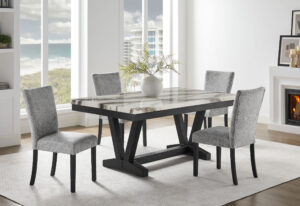D1319 - Dining Room Set - Black / Light Gray / White
