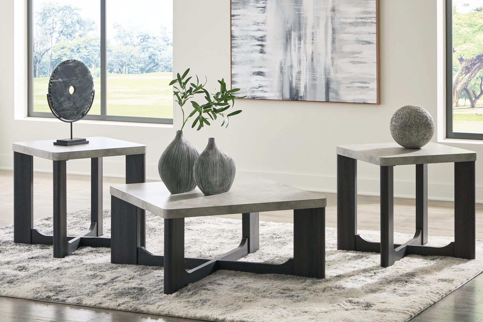 Sharstorm - Occasional Table Set (Set of 3) - Two-tone Gray - Image 2