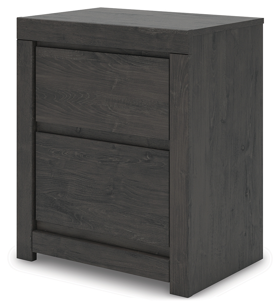 Fraluna - Two Drawer Night Stand - Charcoal - Image 3