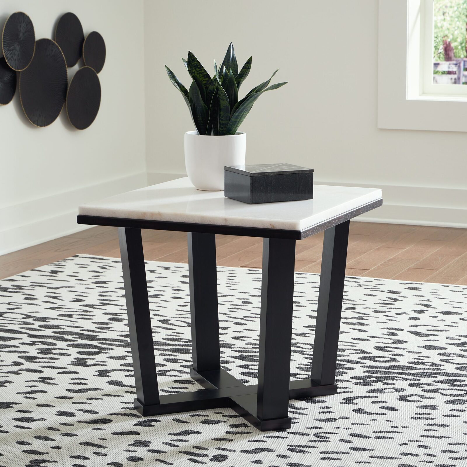 Fostead - Square End Table - White / Espresso - Image 2