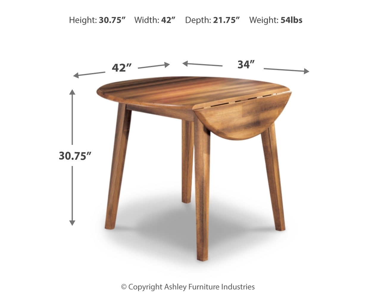 Berringer - Round DRM Drop Leaf Table - Rustic Brown - Image 3