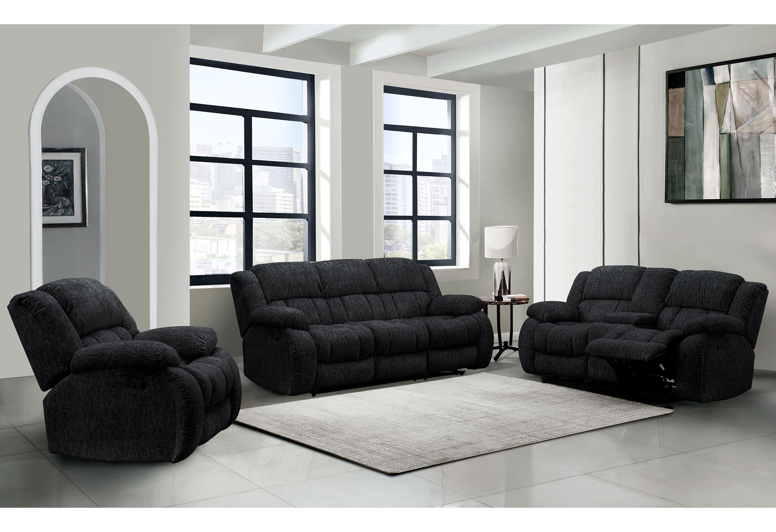 U250 - Reclining Sofa - Ebony - Image 3
